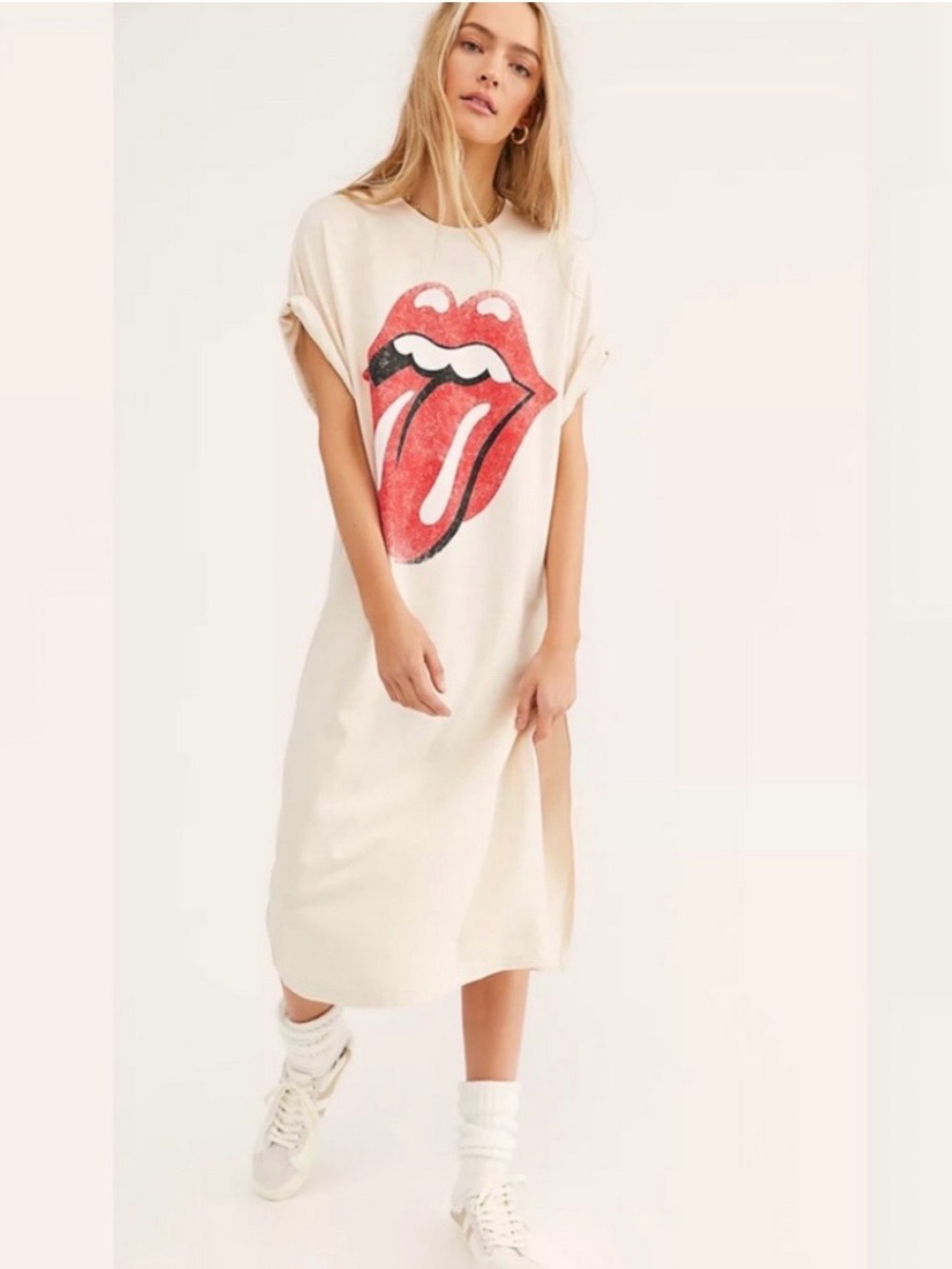 Daydreamer For Free People Rolling Stones Maxi Dress S 100% Cotton Festival ‘89